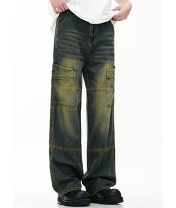 Jean vintage personnalisé délavé pour adultes, coupe droite, pantalon ample confortable, pantalon en denim délavé, vêtements streetwear personnalisés - Product Image 5
