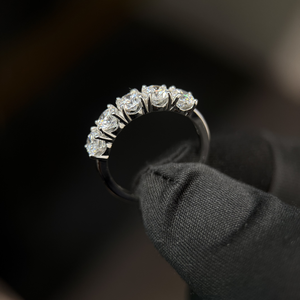 1.25 Ctw Five <b>Stone</b> Round Brilliant Lab Grown Diamond Bezel Setting Ring 14k White Gold IGI Certified Wedding Band for Women - Product Image 1