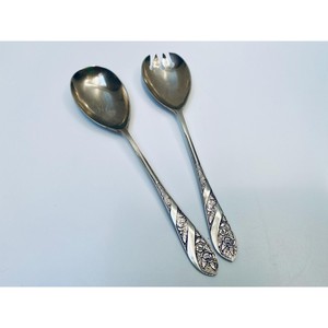 Ensemble de cuillères à salade de qualité supérieure, design floral en métal, ustensiles de service élégants pour la table - Product Image 6