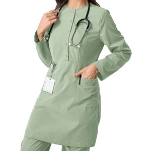 Short Sleeve Woven Spandex/Polyester Unisex Medical Designs Jogger <b>Plus</b> <b>Size</b> White Hospital Nursing <b>Scrubs</b> Tops Nurse Uniform - Product Image 4
