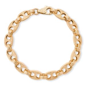 Gold Tone Engraved Oval Link <b>Bracelet</b> for <b>Men</b> Luxury Ornate Chain Jewelry - Product Image 1