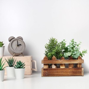 Juego de 3 macetas de madera con diseño de cerca y lámina metálica, ecológicas, para decoración de jardín, balcón y alféizar de ventana, hechas en Vietnam - Product Image 2