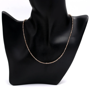 Collar de Plata de Ley 925 con Cuentas Facetadas de Diamante Natural Color Champán de 1.8-2.2 mm, 38 cm, Collar con Piedras Pequeñas - Product Image 5