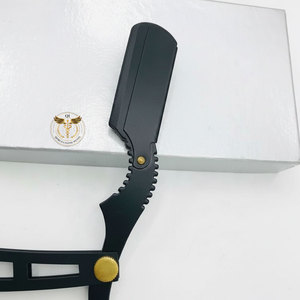 Navaja de Afeitar Profesional Plegable de Acero Inoxidable Negro, Navaja de Afeitar para Barbería, Fabricante OEM ODM con Logotipo Personalizado QORVEX - Product Image 2