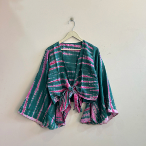 Top corto estilo hippie vintage de seda colorida surtida, estilo Banjara, para mujer, bohemio, con efecto tie-dye. - Product Image 1