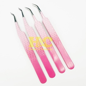 Pince à cils rose en acier inoxydable pour extensions de cils, personnalisable avec logo privé, outils pour cils - Product Image 5