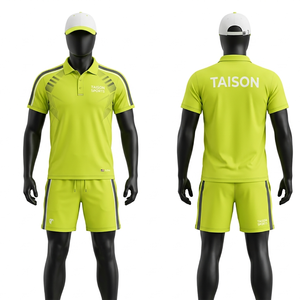 Uniforme de tennis en polyester interlock 280 GSM, couleur pêche, avec panneau latéral noir, logo personnalisé par sublimation - Product Image 3