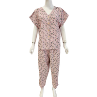 Ensemble de pyjama décontracté pour femmes en rayonne à motifs floraux pour l'été/le printemps - Respirant et doux