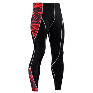 Customized Logo Fitted Compression Men's Fitness Suits / Wholesale Men Exercise Workout Tight Leggings With Shirts Sets - Product Image 6