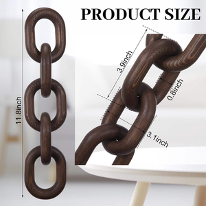 Cadena de Madera Rústica de 5 Eslabones, Adorno Decorativo para el Hogar, Estilo Rústico, Tallado a Mano, Resistente al Agua, Artesanía para Interiores - Product Image 4