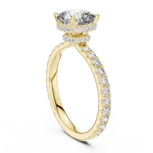 Bague de fiançailles unisexe en or massif 18 carats avec diamant de laboratoire taille coussin de 1,5 carat et halo caché, idéale pour un mariage de luxe - Product Image 2