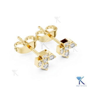 ต่างหูเพชรทรงเรขาคณิตแบบฝัง 5 เม็ด ทองคำแท้ 14K/18K เครื่องประดับผู้หญิงสำหรับงานแต่งงาน งานเลี้ยง - Product Image 5