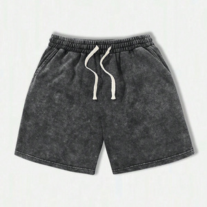 Shorts vintage délavés à l'acide avec cordon de serrage, en molleton personnalisé 100% coton, taille élastique, pour entraînement et sport, fournisseur d'usine - Product Image 2