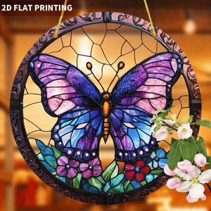 CIFbuy Acchiappasole in Acrilico Trasparente ad Alta Definizione con Farfalle e Fiori Viola, Decorazione per Finestre e Giardino - Product Image 6