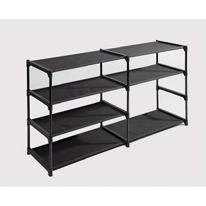 Scarpiera a 4 livelli salvaspazio per 24 paia, design salvaspazio, con struttura in ferro nero e connettori in plastica - Product Image 6