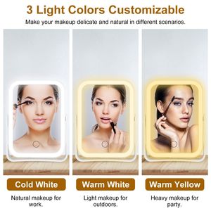 Specchio per il Trucco GPCT52 con Illuminazione LED, Ingrandimento 10X, Doppio Lato, 3 Colori di Luce, Schermo Touch, Ricaricabile USB, Specchio da Viaggio - Product Image 5