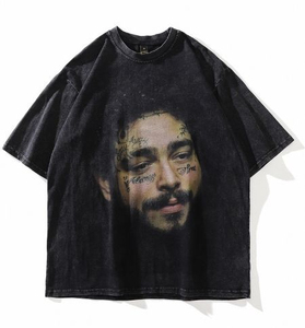 เสื้อยืดคอตตอนหนาน้ำหนักมาก สไตล์สตรีทแวร์ คอกลม ทรงโอเวอร์ไซส์ ขายส่ง เสื้อยืดลายพิมพ์ฟอกสี สำหรับผู้ชาย - Product Image 1