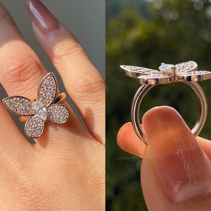 Bague Papillon en Or Massif 10K avec Moissanite VVS Taille Brillant, Centre Pavé, Plaqué Rhodium – Bague Tendance et Spectaculaire, Personnalisable, Vente en Gros, OEM - Product Image 3