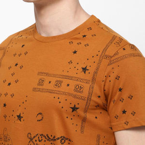 Camiseta de Manga Corta para Hombre, Cuello Redondo, Color Marrón, con Estampado de Estrellas, Corte Regular, Informal, Transpirable, de Algodón, X Sports City 320g - Product Image 6