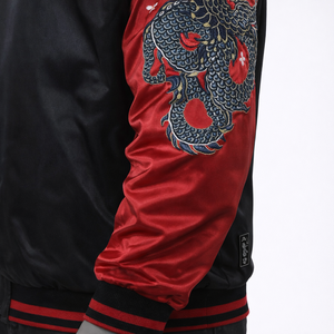 OEM Custom Windproof Winter Varsity Bomber <b>Jacket</b> <b>Mandarin</b> <b>Collar</b> Zipper Closure Unisex 100% Polyester Embroidered Private Front - Product Image 6