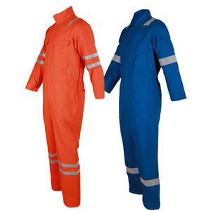 Combinaison de travail réfléchissante haute visibilité pour hommes, orange et bleue, en polyester, uniforme de sécurité avec bandes réfléchissantes - Product Image 1
