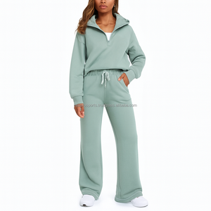 Conjunto de Ropa Casual para Mujer, Dos Piezas, Sudadera con Capucha y Cremallera, Pantalones a Juego, Suministro de Fábrica OEM - Product Image 5