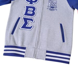 เสื้อแจ็คเก็ตฟลีซสีเทาเฮเธอร์ Phi Beta Sigma สำหรับผู้ชาย ทรงพอดีตัว ผ้าพรีเมียม เสื้อผ้าสำหรับชมรมกรีก สวมใส่สบายๆ - Product Image 6