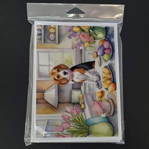 Cartes de vœux Beagle de Pâques fantaisistes Pack de 8 cartes de note vierges A7 taille 5x7 avec enveloppes pour décorations - Product Image 3