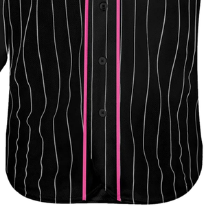 Maillot de baseball rayé noir et blanc rose et bleu clair pour homme, boutonné, uniforme d'équipe, respirant, léger, sportif - Product Image 6