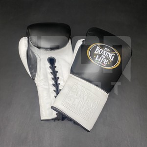 No Boxing No Life Guantes de Boxeo Profesionales de Cuero Vacuno de Primera Calidad con Cordones, Acolchado Grueso de 4 Capas, Transpirables para Kick Boxing - Product Image 1