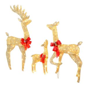 3 Piezas de Decoración Inflable para Jardín, Diseño de Alce, 54*20*122cm, Marco de Hierro Dorado, Decoración con Hilo de Algodón y Polvo de Cebolla Verde, para Fiestas al Aire Libre - Product Image 2