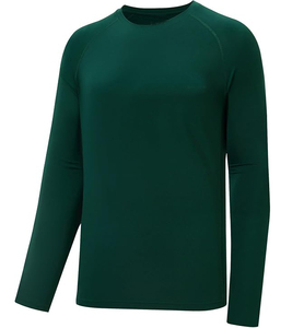 เสื้อแรชการ์ดแขนยาวสำหรับผู้ชาย ระบายอากาศได้ดี สีดำพิมพ์ลายคลื่นสีน้ำเงิน แห้งเร็ว UPF50 ผลิตจากโพลีเอสเตอร์ผสมคอตตอน เหมาะสำหรับตกปลา - Product Image 3