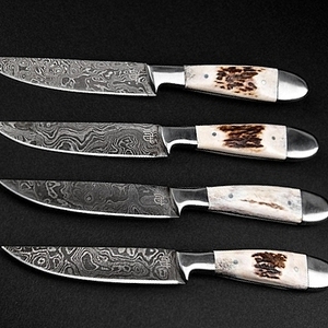 Ensemble de couteaux de chef en acier Damas de qualité supérieure, 4 pièces, style japonais, lame tranchante, manche en acier inoxydable ambidextre, couteau de cuisine - Product Image 1