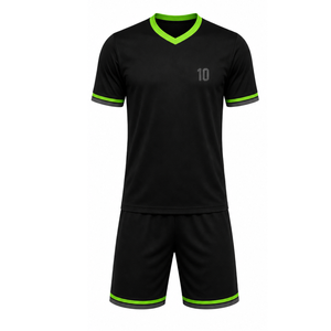 Custom Black, Neon Green, and Grey Soccer uniform Set | Premium V-Neck Football Uniform | Breathable Quick-Dry Teamwear - Product Image 1