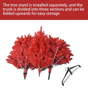 Albero di Natale in PVC Rosso Puro da 1,5 m, 624 Punte, Rami Pieghevoli per Facile Montaggio, Base in Metallo Stabile, Decorazione Natalizia Robusta - Product Image 4