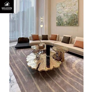 <span class=keywords><strong>Set</strong></span> di <span class=keywords><strong>Tavolini</strong></span> da Caffè Rotondi Moderni, Lussuosi <span class=keywords><strong>Tavolini</strong></span> Laterali per Soggiorno, Tavolino in Acciaio Inox Dorato, Arredamento Casa - Product Image 5