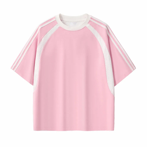 เสื้อยืดโอเวอร์ไซส์ผู้ชายแบบสปอร์ต ไซส์พลัส ตัดต่อแถบสีตัดกัน แต่งผ้าตาข่าย เย็บตะเข็บแบบลำลอง ทรงบ็อกซี่ เหมาะสำหรับใส่ไปคลับ โรงเรียน มหาวิทยาลัย หรือออกกำลังกาย - Product Image 3