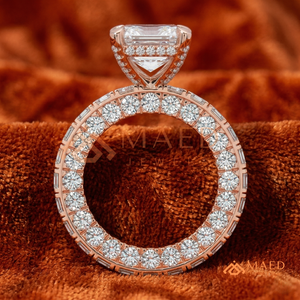 Elegant 925 Sterling <b>Silver</b> <b>Emerald</b> Cut Diamond Eternity Engagement <b>Ring</b> with Princess Cut Accent Stones for Women - Product Image 3