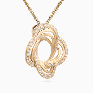 Luxury 18K <b>Solid</b> <b>Gold</b> Diamond <b>Pendant</b> Necklace Geometric Design Round Brilliant Cut Channel Setting Women Everyday Wear - Product Image 2