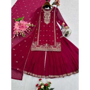 Conjunto de Fiesta para Mujer de Diseñador, Top Elegante con Sharara y Hermoso Dupatta - Product Image 3