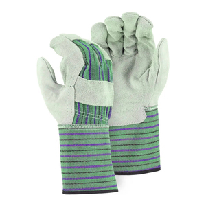 Nouveaux gants de travail de qualité supérieure en cuir de vachette grainé, imperméables, avec paume renforcée, poignet réglable et sangle dorsale courte à rayures, pour une sécurité optimale. - Product Image 4