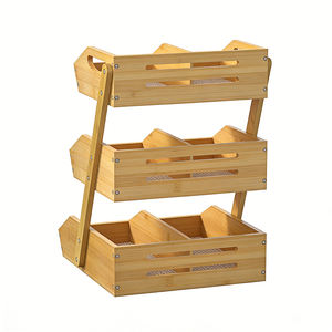 Panier de rangement en bambou à 3 niveaux grande capacité, personnalisable, <span class=keywords><strong>pour</strong></span> fruits, légumes, collations et articles ménagers - Product Image 3