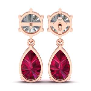 REYES Pendientes Colgantes Hechos a Mano de Plata de Ley 925 con Moissanita y Gema de Rubí de Corte Pera de 11.36 Quilates para Mujer - Product Image 4