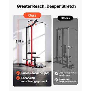 Macchina 2-in-1 per trazioni a piantana e cable con sedile regolabile a 3 livelli e stazione multifunzione in schiuma regolabile a 4 livelli per Home Gym - Product Image 3