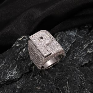 Anillo Personalizado con Letra y Número | Anillo Hip Hop con Incrustaciones de Diamantes | Diamante Moissanite VVS | Anillo de Plata de Ley 925 para Bodas y Fiestas |   Joyería HUMERA - Product Image 3