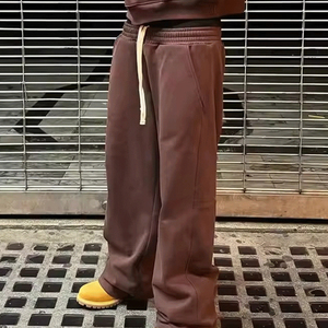 Pantalon évasé pour homme brodé, écologique, taille haute, en tissu épais, avec taille élastique et cordon de serrage, style formel et décontracté - Product Image 4