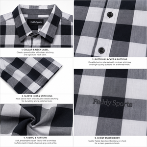 Chemise à carreaux en flanelle à manches courtes pour homme, décontractée, boutonnée, en coton respirant, style Buffalo Check, vêtement d'été streetwear - Product Image 4