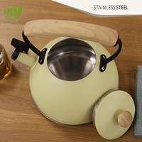 Bouilloire à sifflet en acier inoxydable pour la maison, théière avec poignée en bois pour cuisinières, bouilloire à eau pour usage domestique