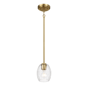 Lampadario a sospensione singola Vista con catena, in vetro trasparente e ottone satinato - Product Image 2