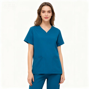Women's Medical <b>Scrub</b> <b>Top</b> V Neck Short Sleeve Nursing Uniform Healthcare Workwear Hospital Nurse <b>Scrub</b> Shirt Pocket Comfortable - Product Image 6